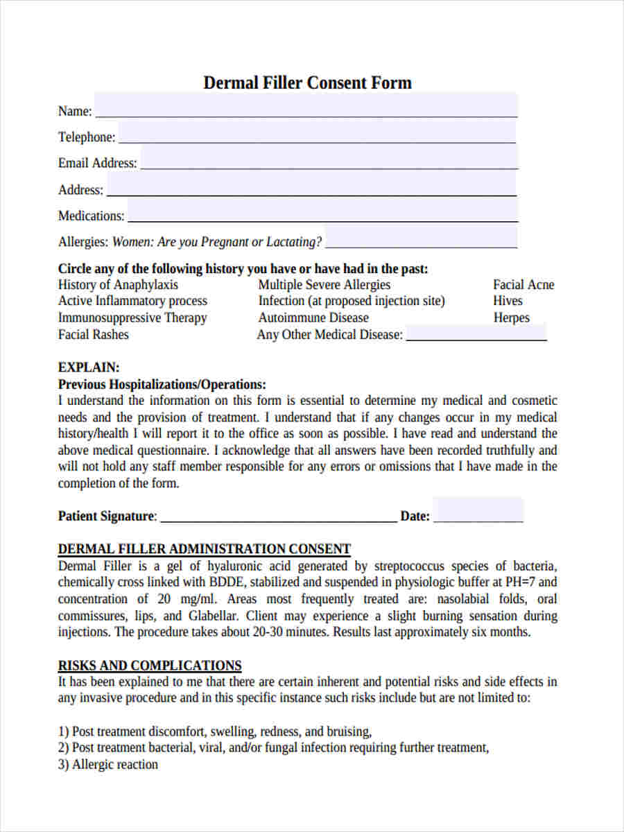FREE 5+ Dermal Filler Consent Forms in PDF