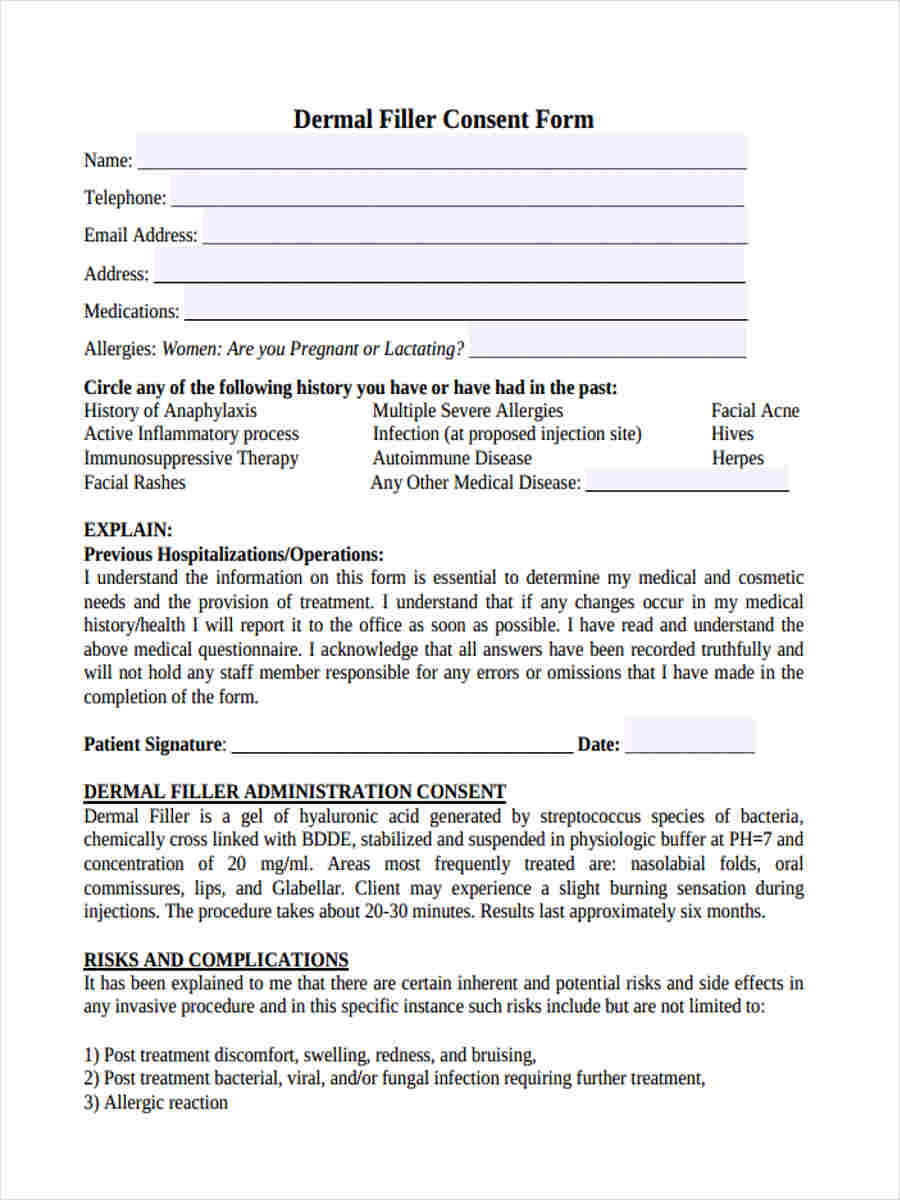 Dermal Filler Consent Form