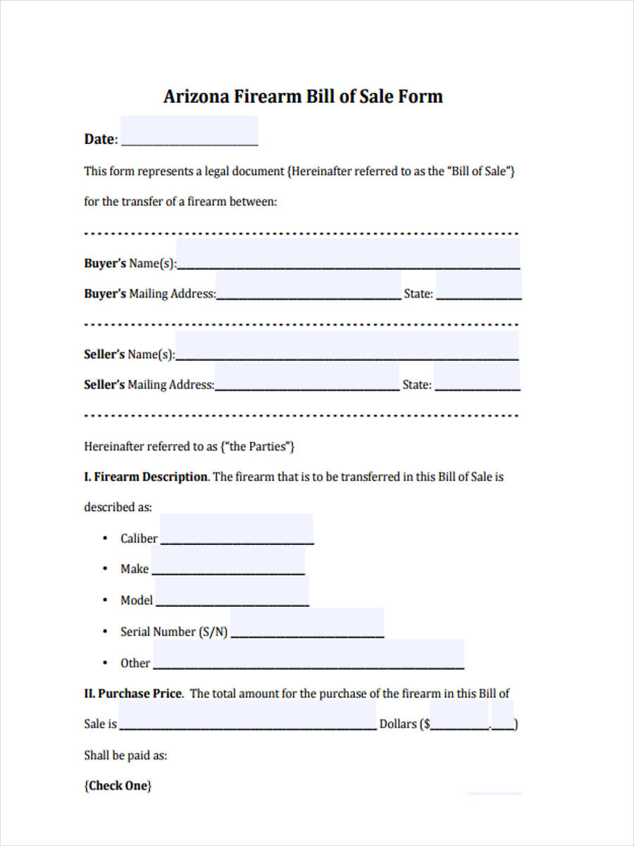 printable firearm bill of sale