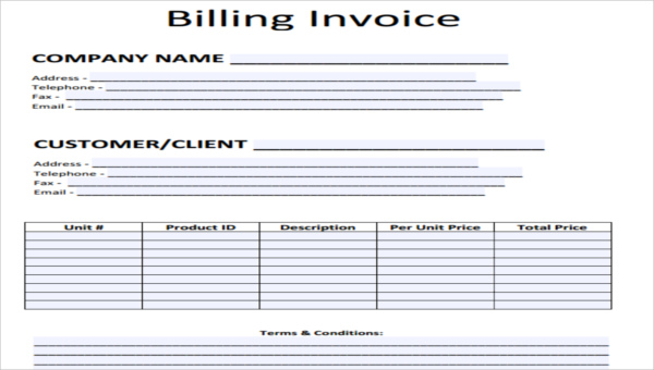 printable invoice form samples free sample example format download