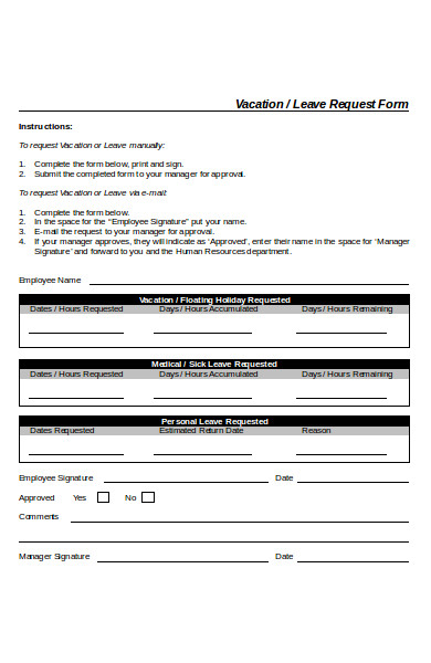 Free 18 Leave Request Forms In Pdf Ms Word Excel 4312