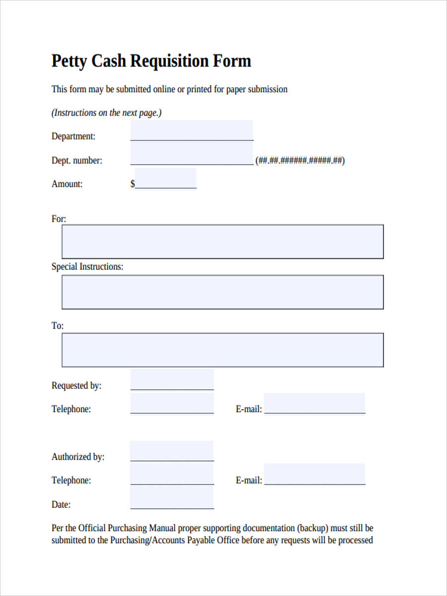 FREE 5+ Petty Cash Requisition Forms in PDF