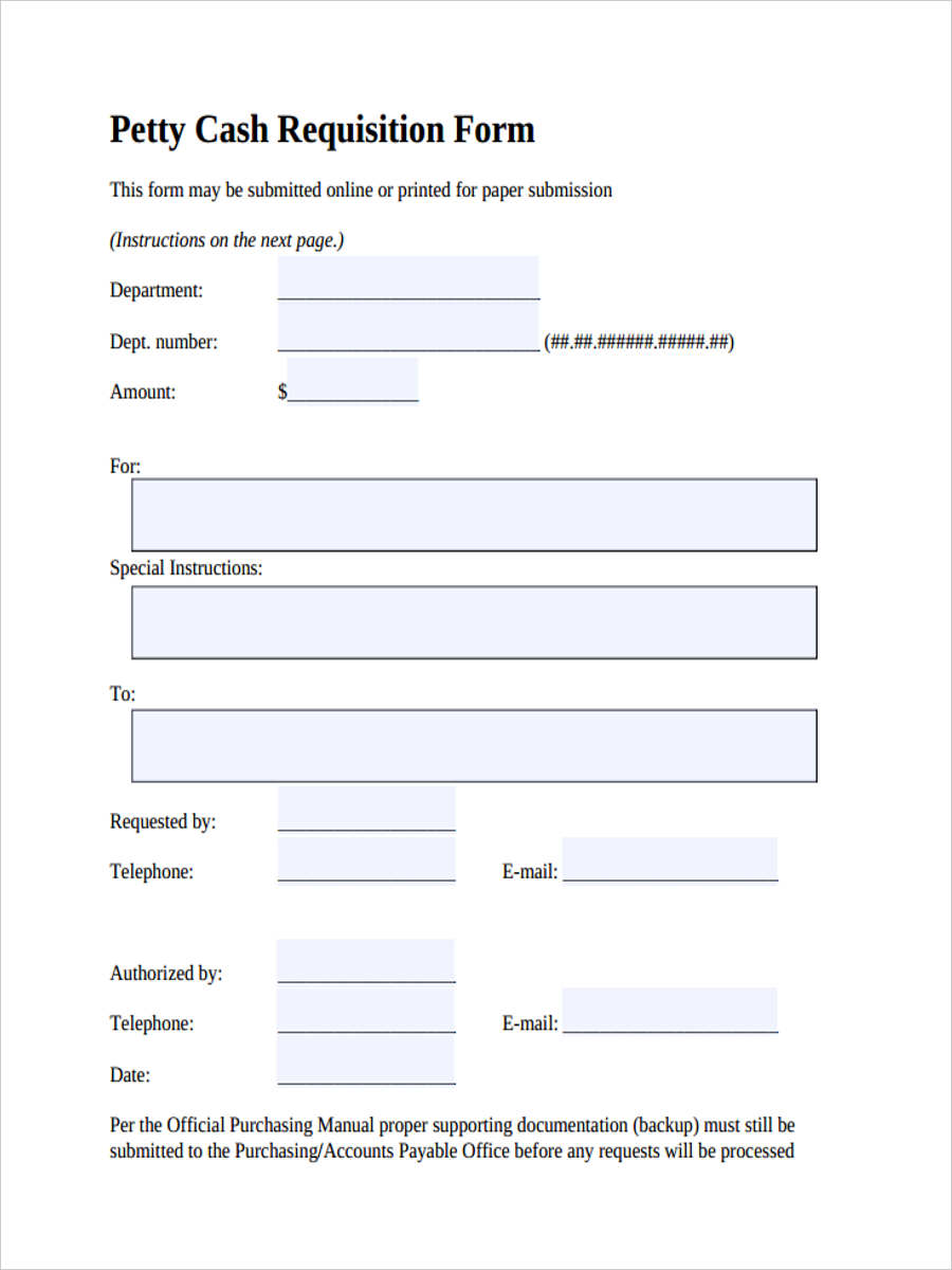 FREE 5  Petty Cash Requisition Forms in PDF