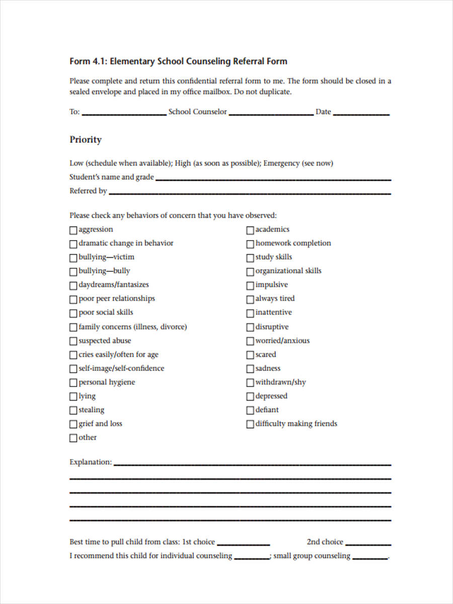 FREE 9+ School Counseling Forms in PDF | Ms Word