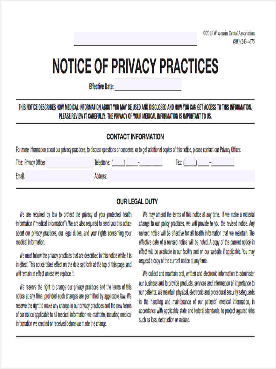 privacy practices notice