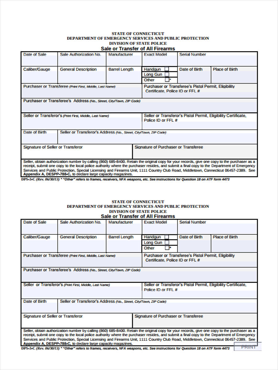 FREE 6+ Firearm Bill of Sale Forms in PDF