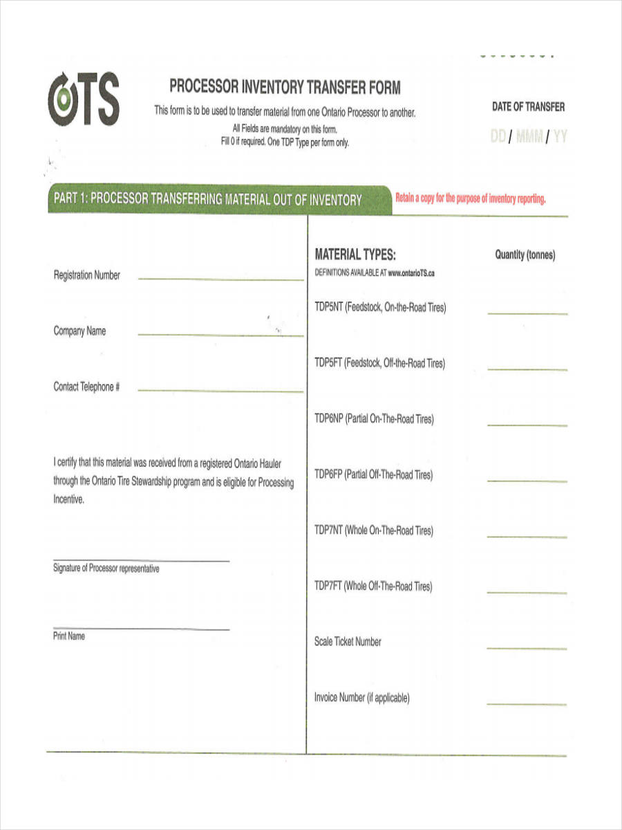 FREE 6+ Inventory Transfer Forms in PDF MS Word Excel