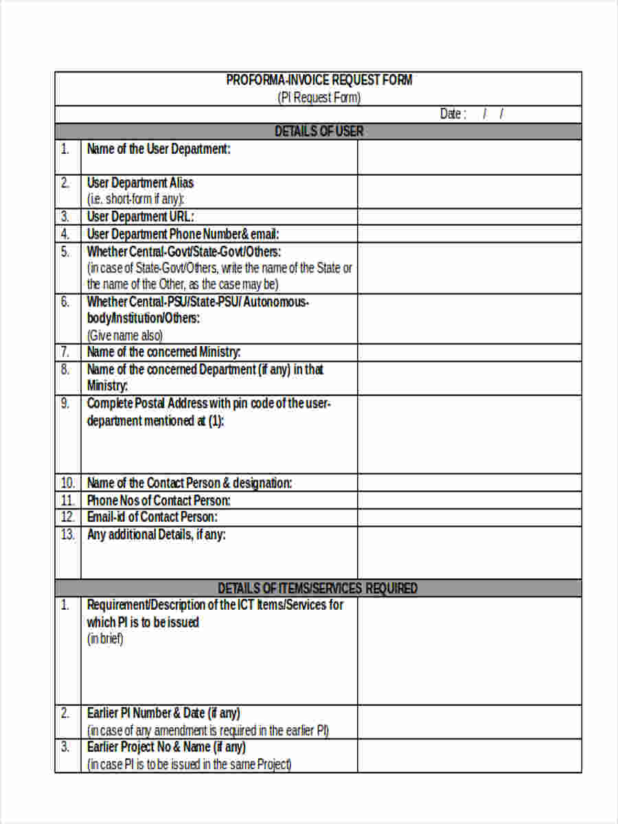 FREE 9+ Invoice Request Forms in MS Word | PDF | Excel