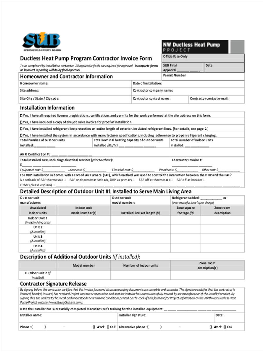 Free 8 Contractor Invoice Forms In Pdf Ms Word