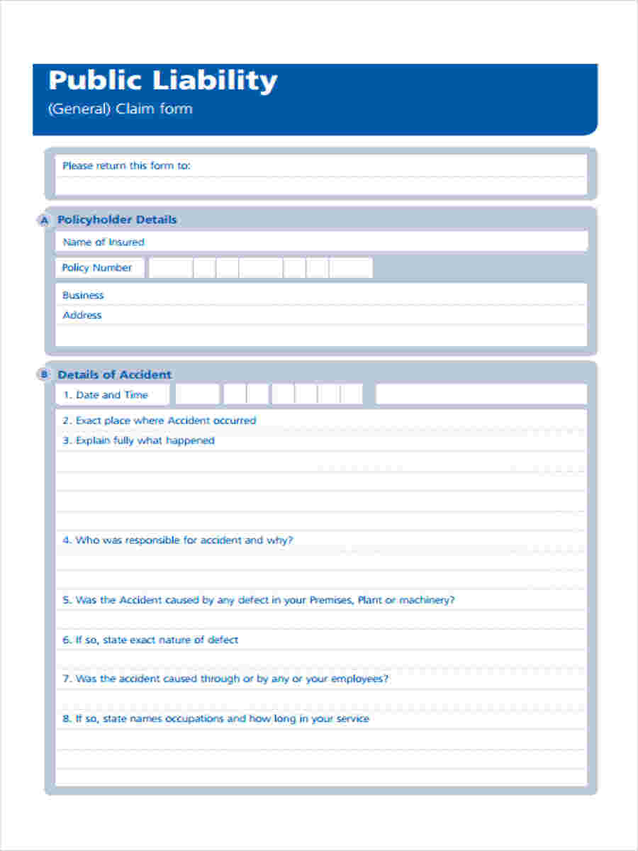 FREE 8+ Public Liability Forms in PDF - Ms Word