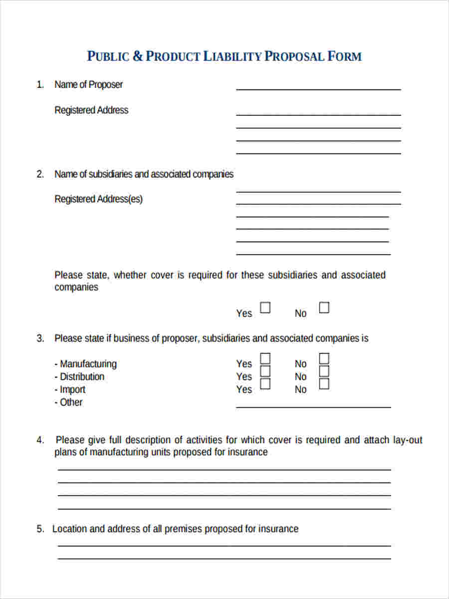 public liability proposal