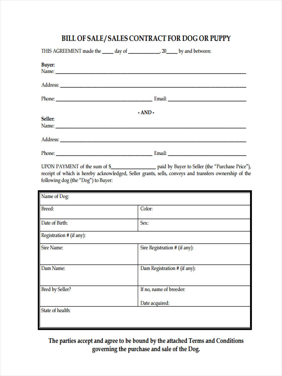 FREE 5+ Sample Dog Bill of Sale Forms in PDF