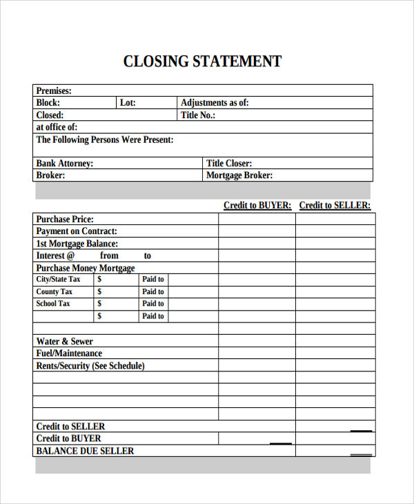 FREE 6 Sample Real Estate Statement Forms In PDF