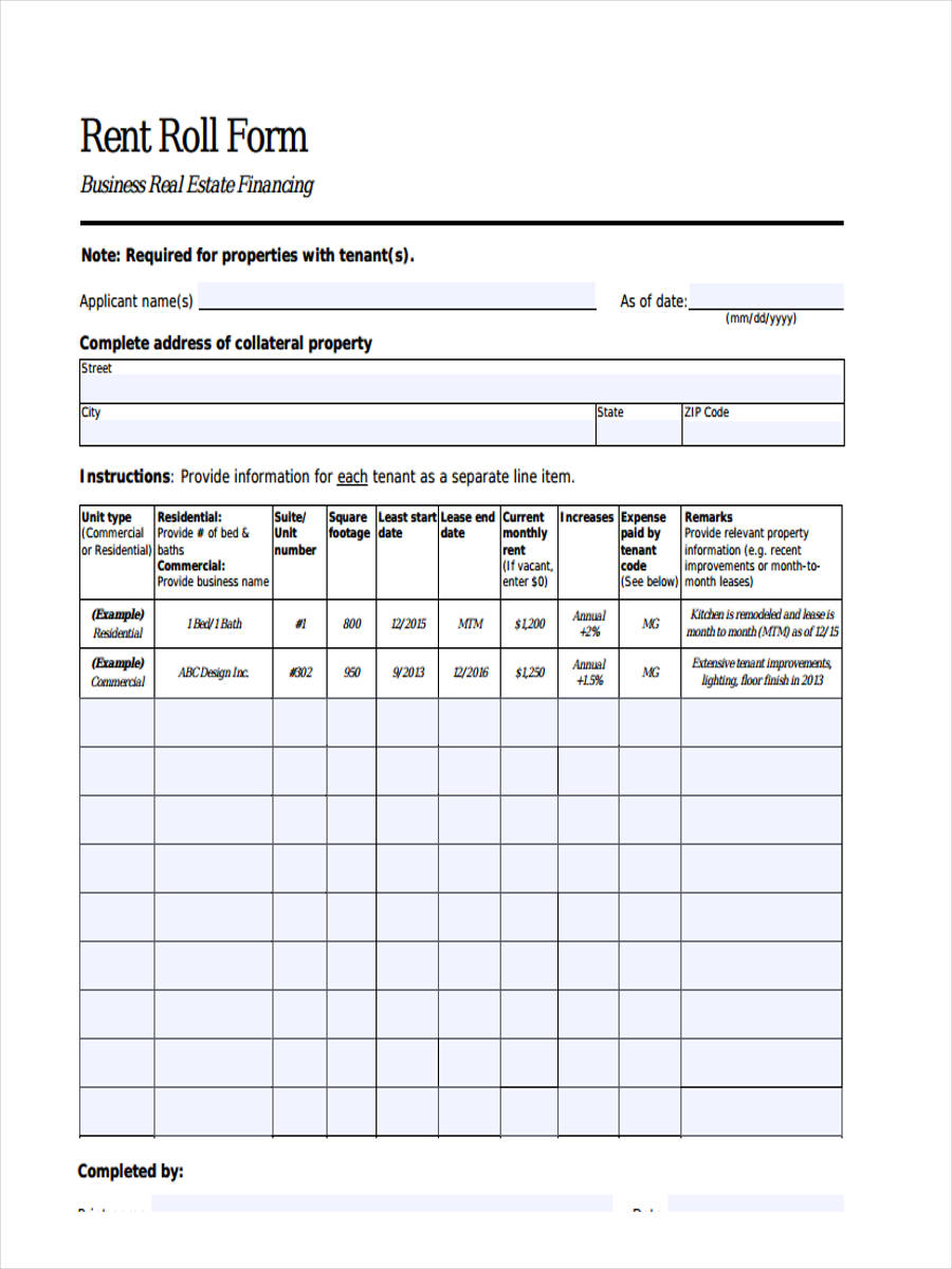 FREE 22+ Rent Roll Form Samples, PDF, MS Word, Google Docs, Excel