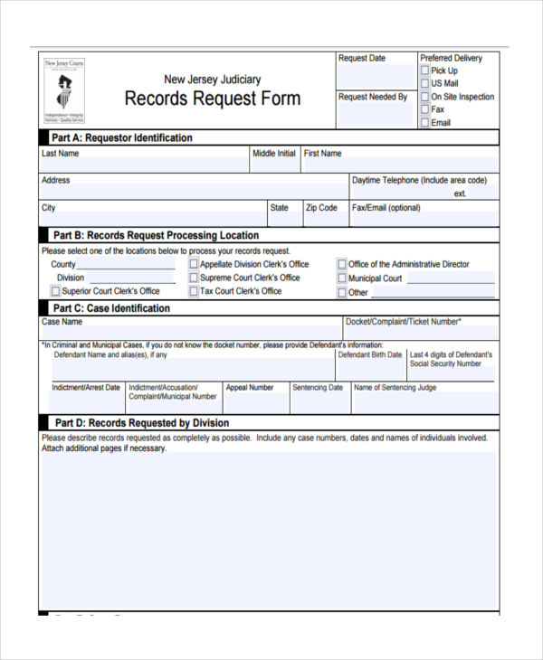 records request form
