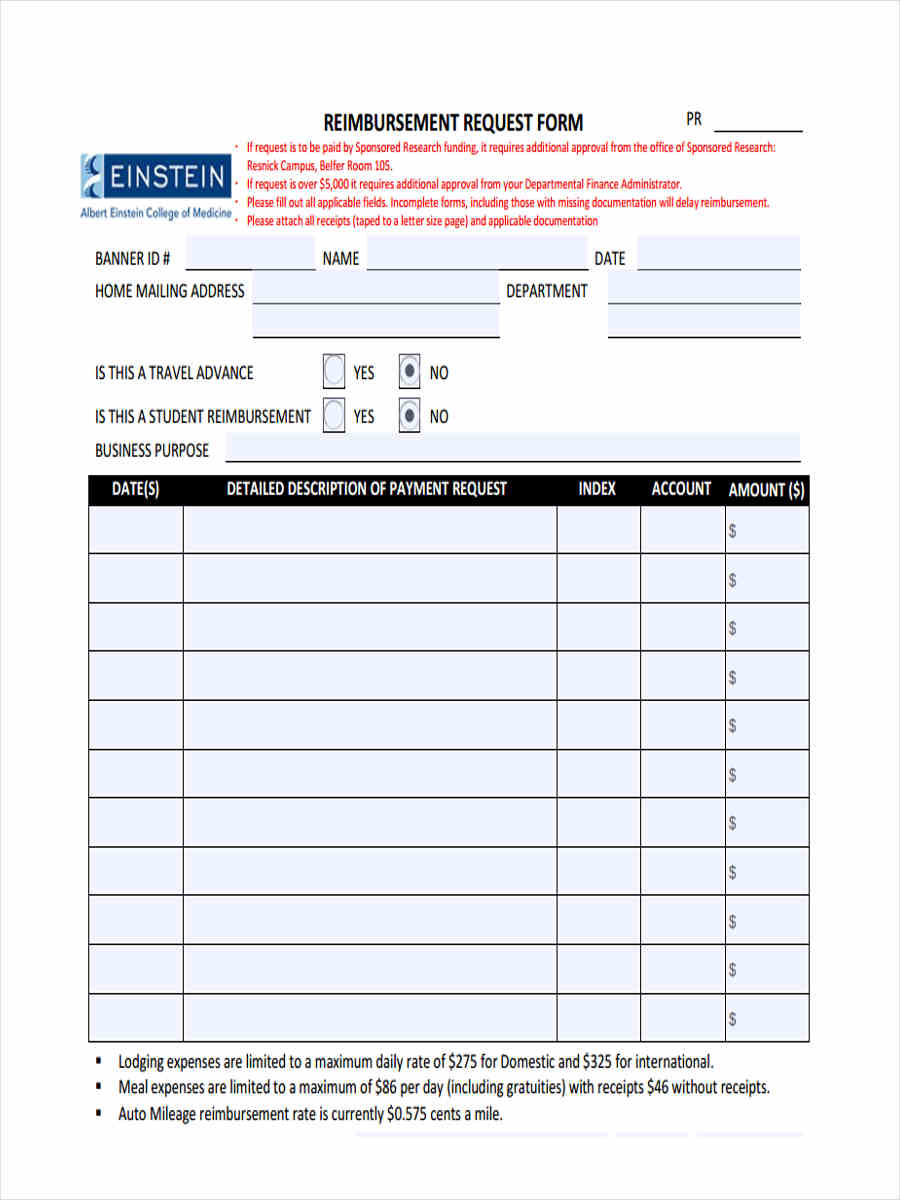 FREE 6+ Sample Student Reimbursement Forms in MS Word | PDF | Excel