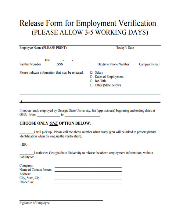 FREE 10 Employment Verification Forms In PDF Ms Word