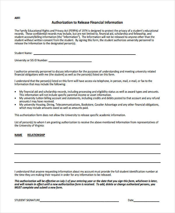 Release Of Information Form Template 9322