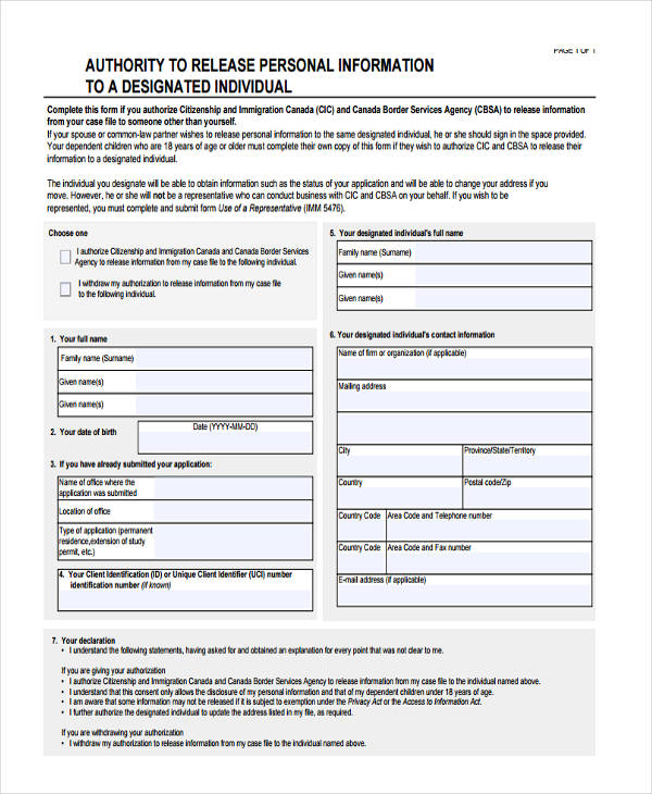 FREE 22+ Release of Information Form Samples, PDF, MS Word, Google Docs