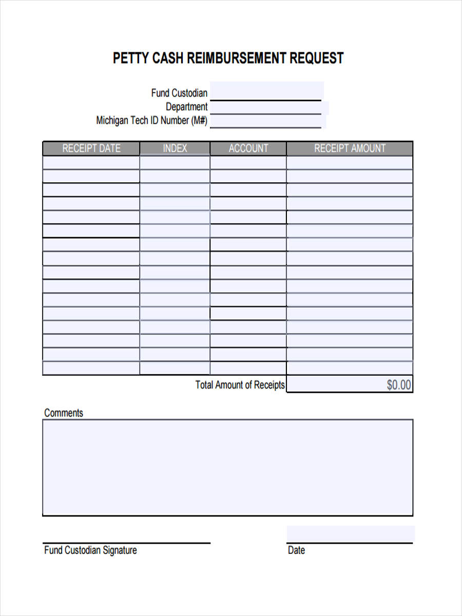 Free 10 Petty Cash Reimbursement Forms In Pdf Ms Word Excel
