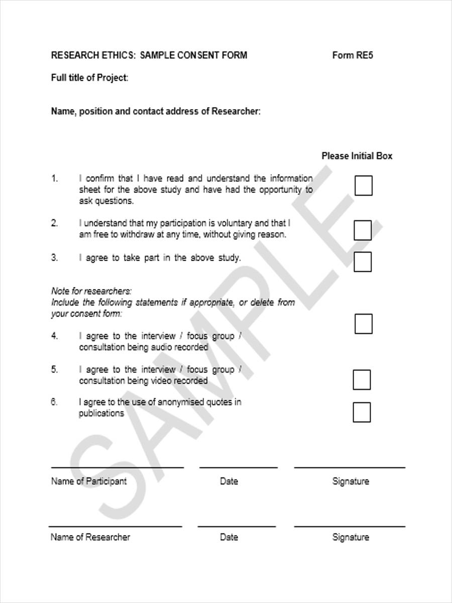 Free 6 Research Consent Forms In Pdf Ms Word