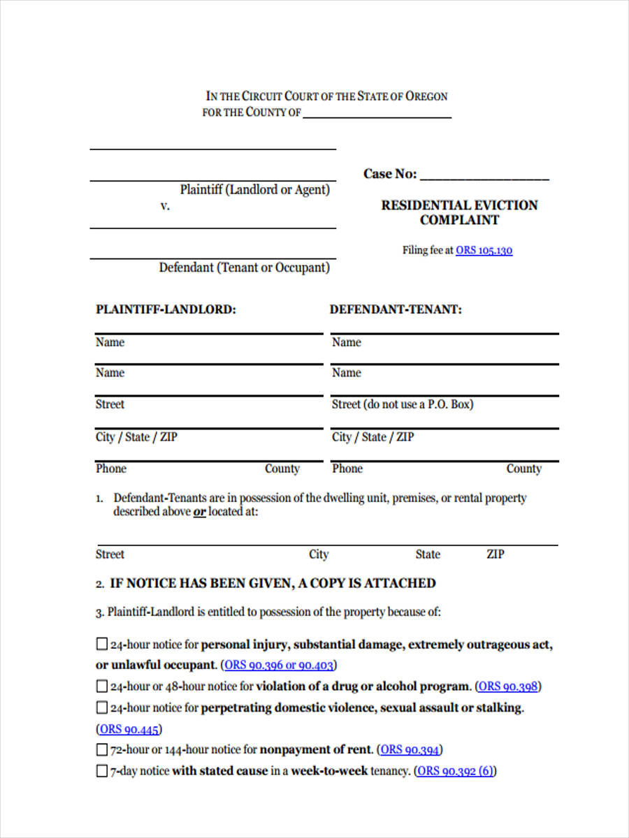 residential eviction form1