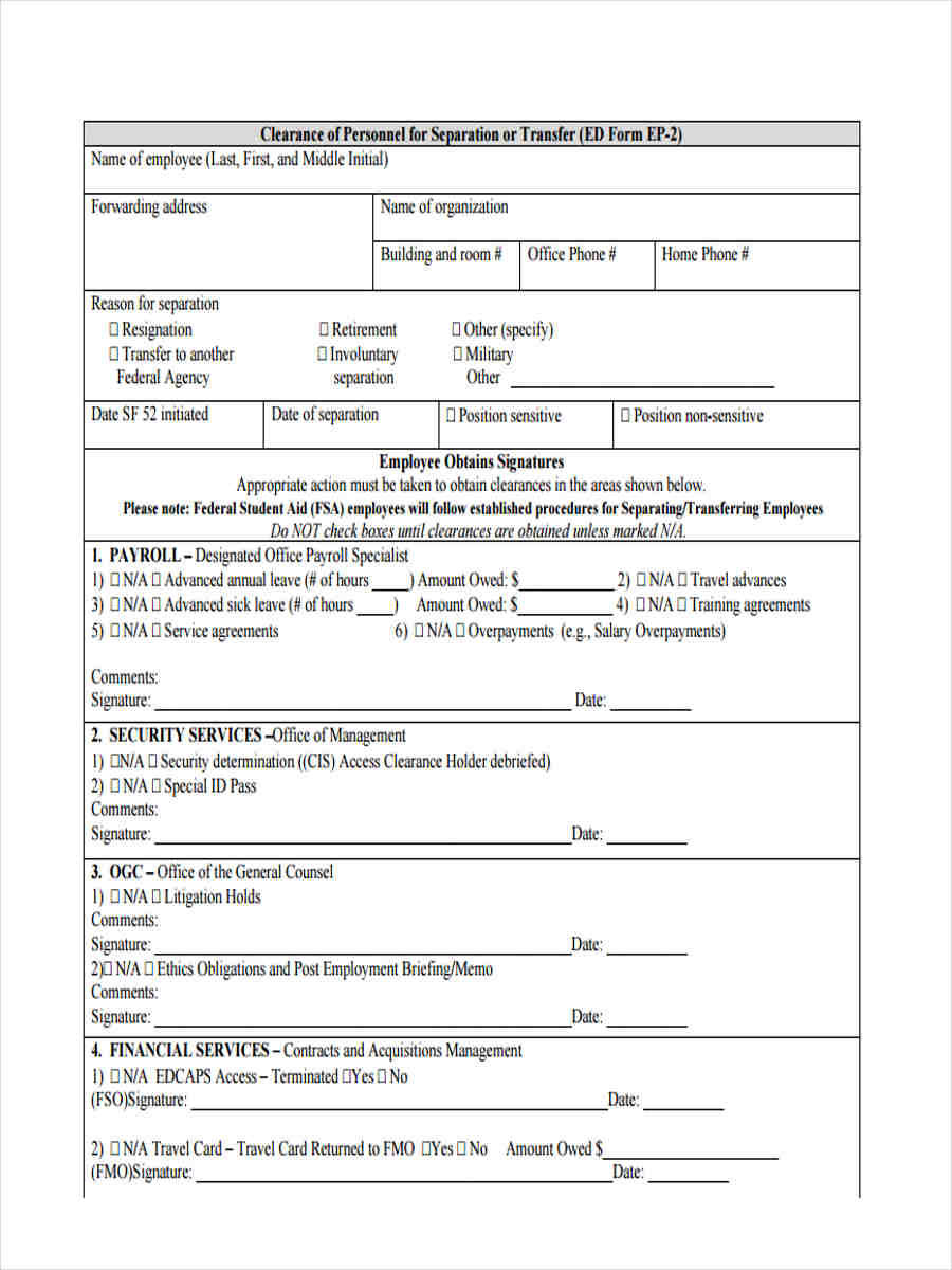 FREE 8+ Sample Resignation Clearance Forms in MS Word PDF