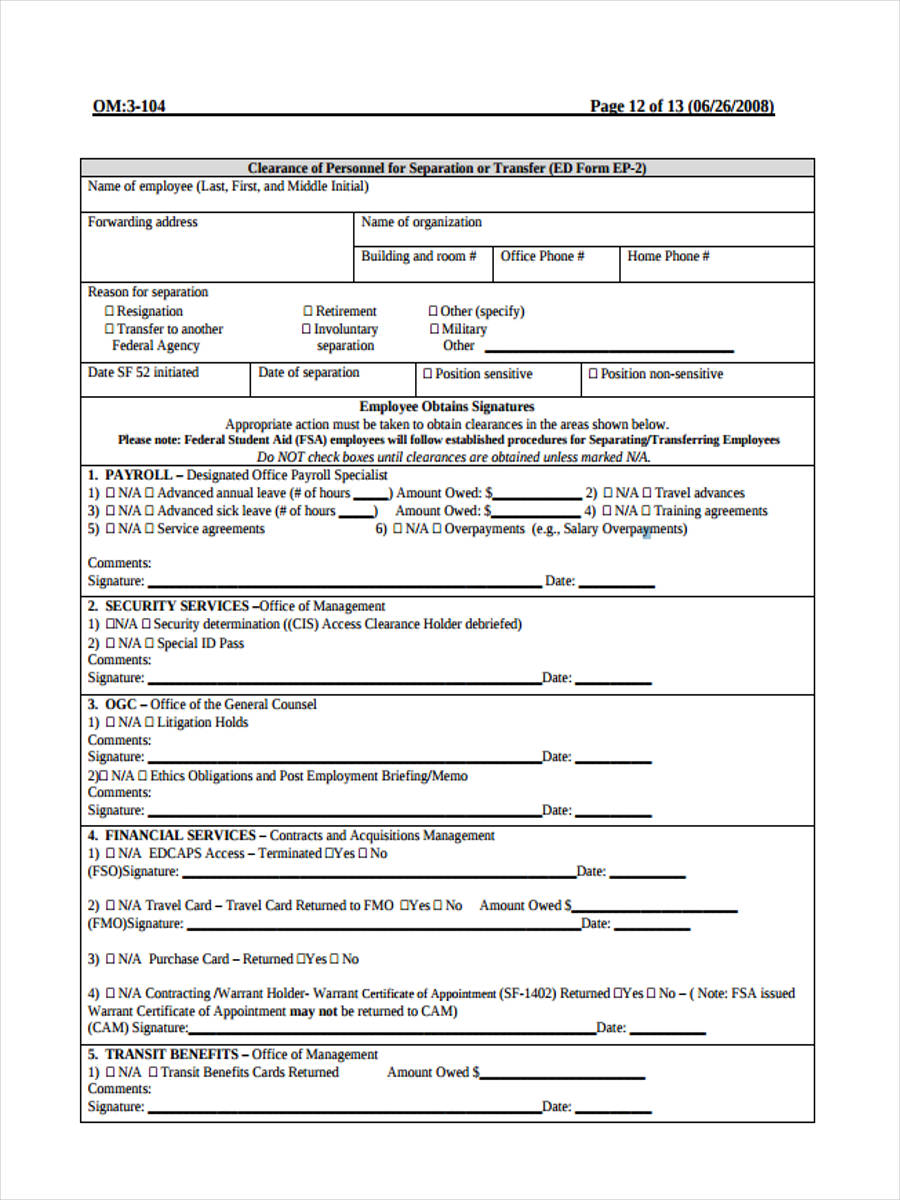 FREE 7+ Resignation Clearance Forms in PDF