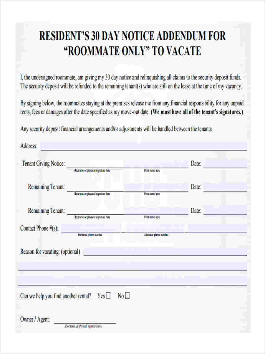 FREE 9+ 30 Day Notice Forms in PDF Ms Word