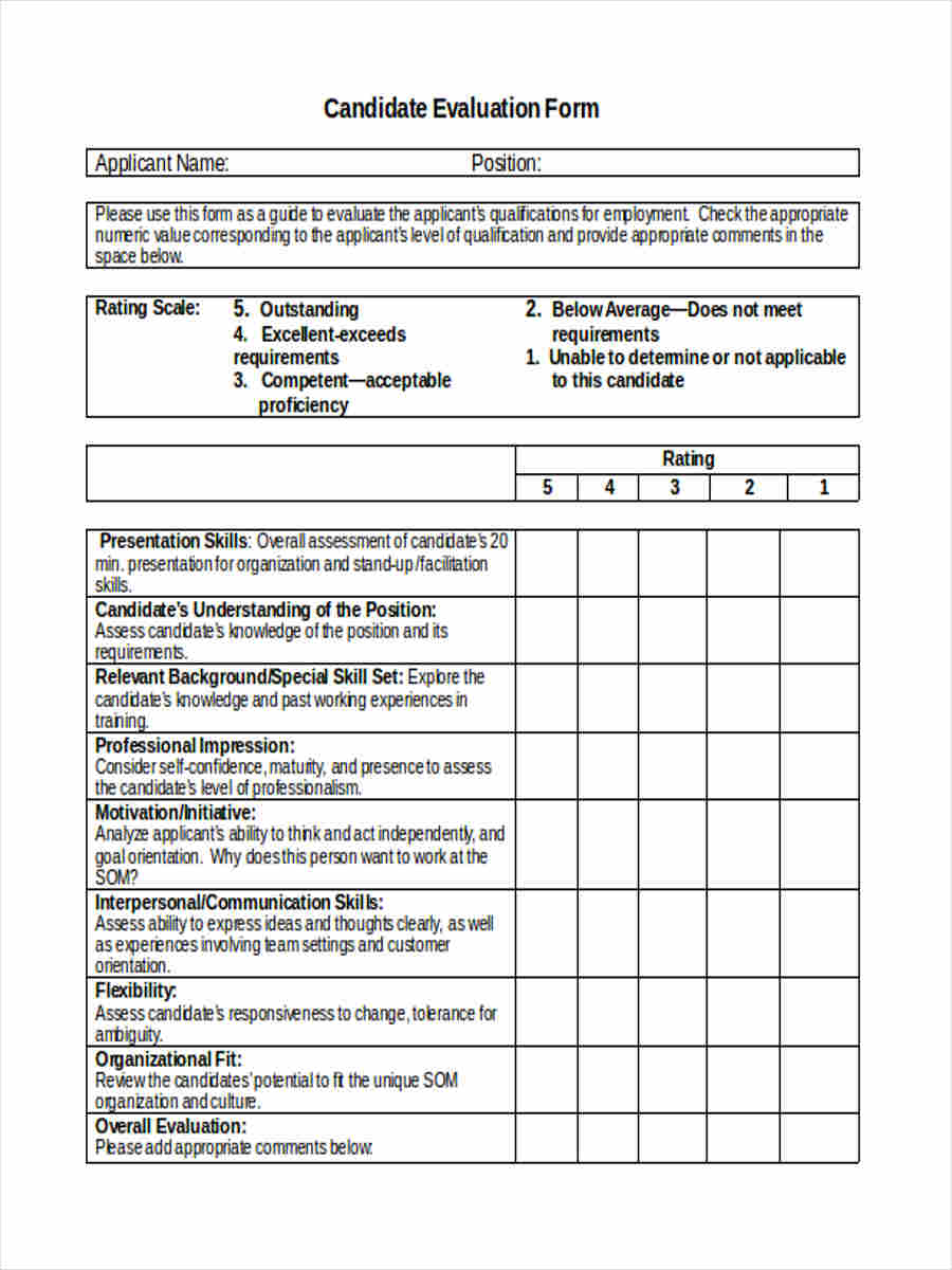 FREE 6+ Candidate Assessment Forms in MS Word | PDF | Excel