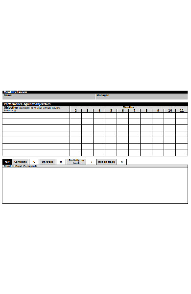 sample monthly review form