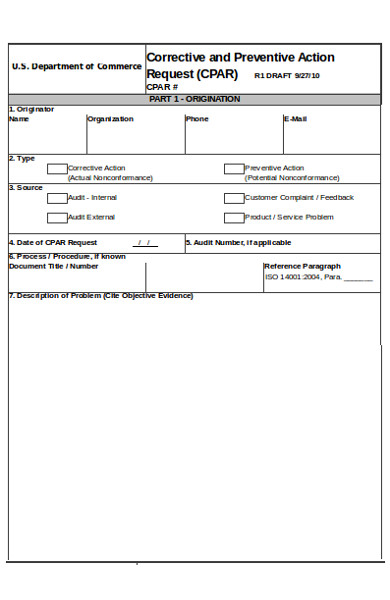 FREE 7 Sample Preventive Action Forms In MS Word PDF Excel