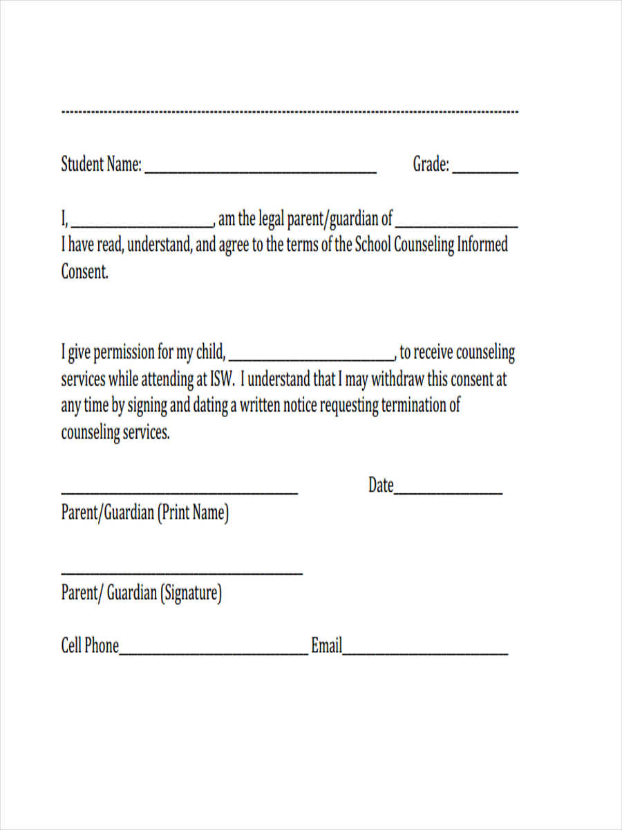 Counseling Consent Form Template DocTemplates