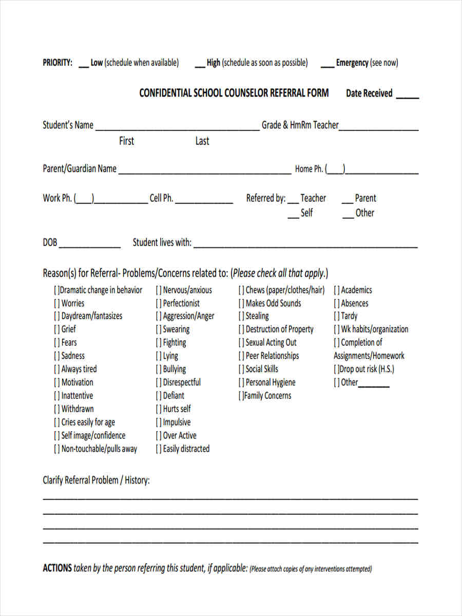 Free 8 Counseling Referral Forms In Ms Word Pdf 0704