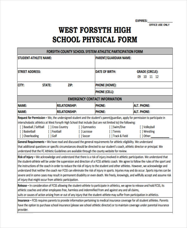 Ga Sports Physical Form 2023 Printable Forms Free Online