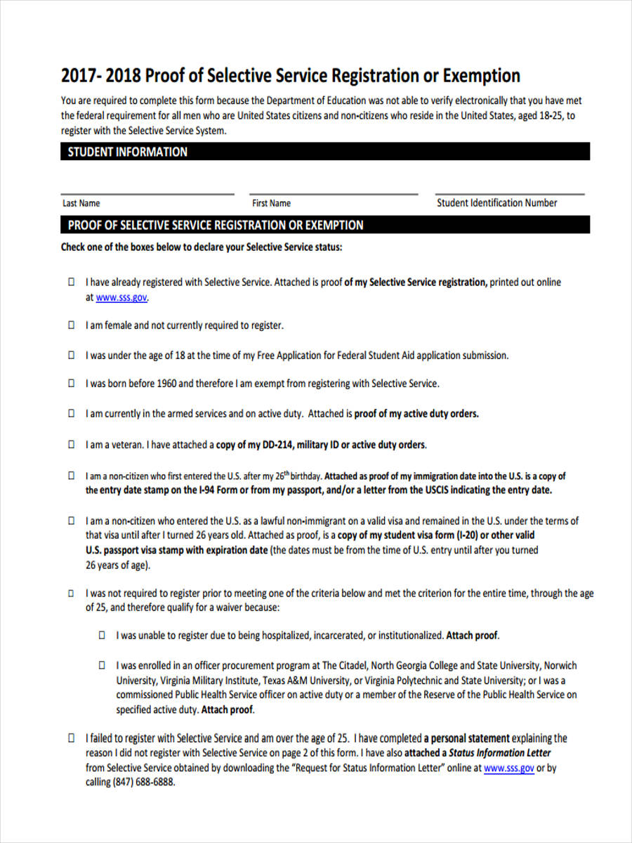FREE 10+ Selective Service Forms in PDF Ms Word Excel