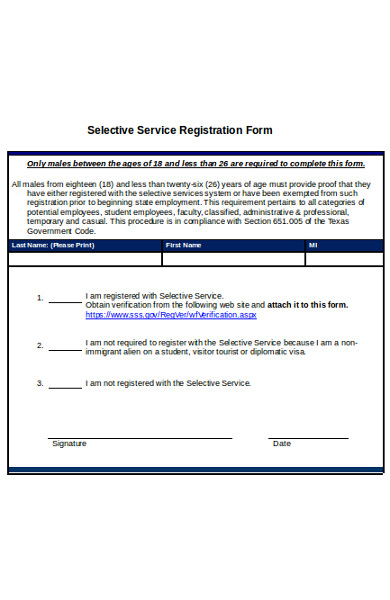 selective service registration form