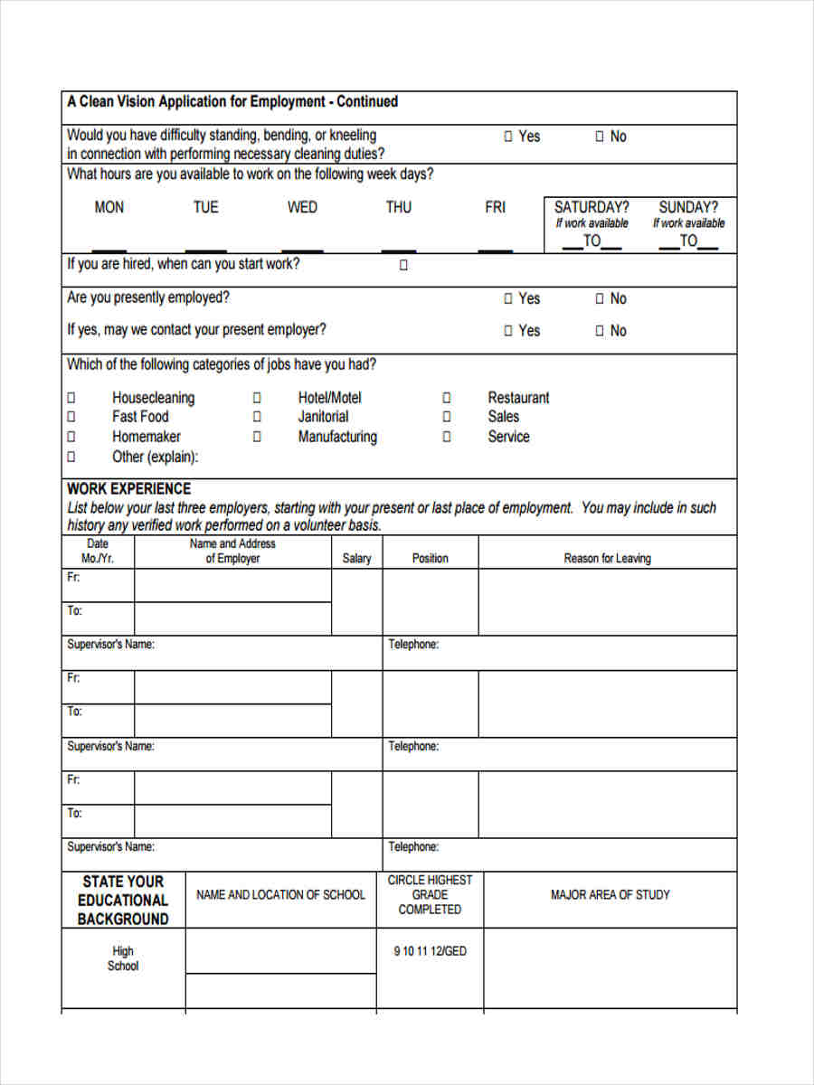 Free 7 Cleaning Service Forms In Pdf Ms Word 6788