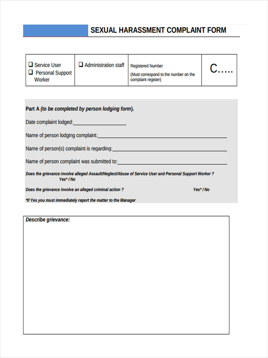 Free 9 Harassment Complaint Forms In Pdf Ms Word
