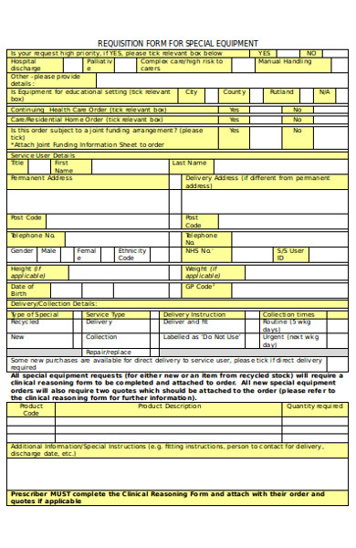 simple equipment requisition form