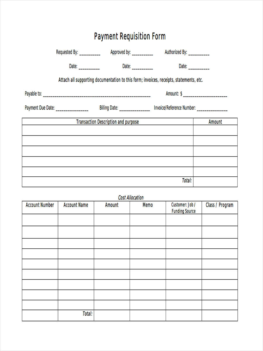 Free Payment Requisition Forms In Pdf Ms Word Excel