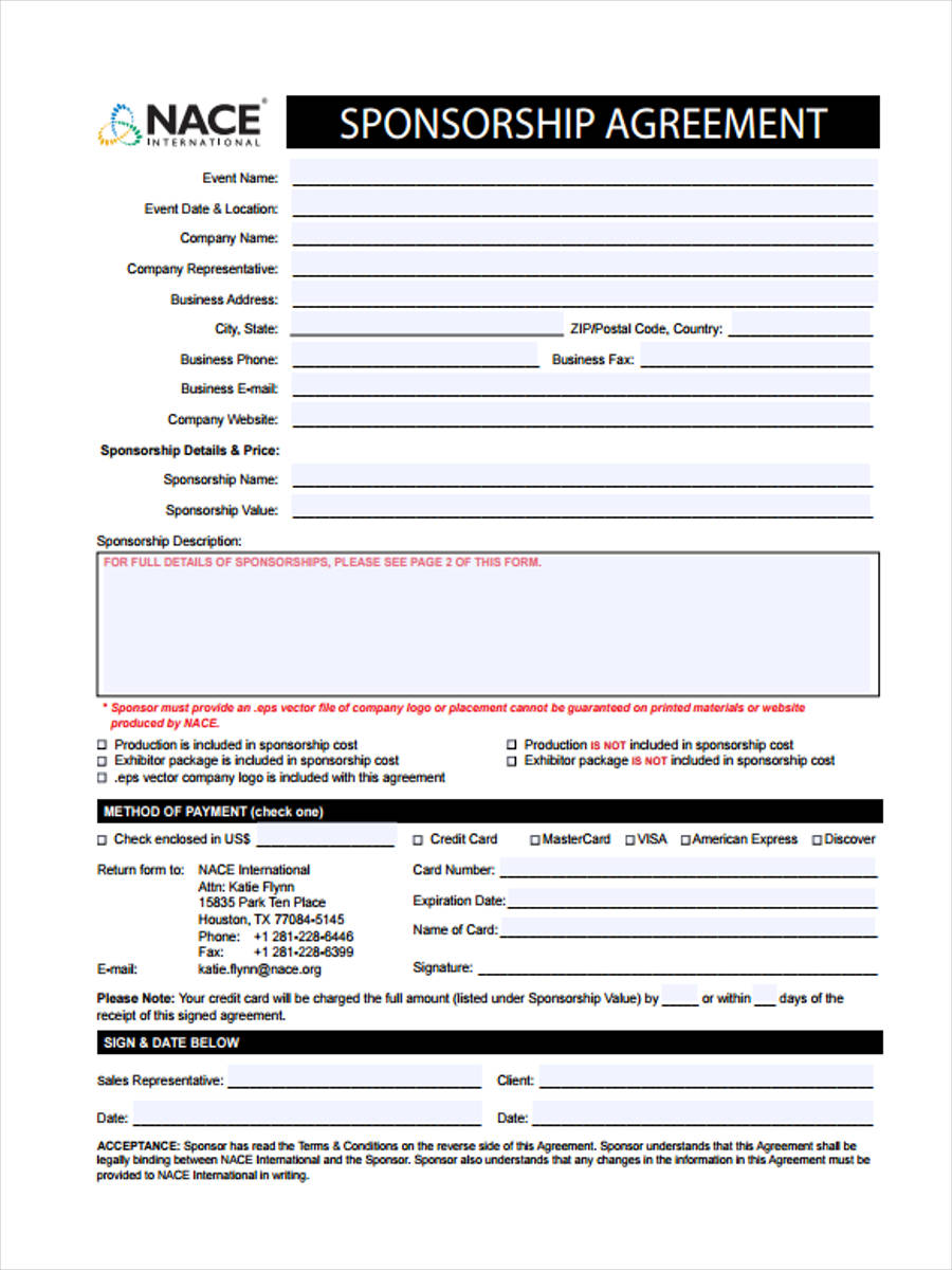 FREE 23+ Event Sponsorship Forms in MS Word  PDF  Pages Throughout athlete sponsorship agreement template