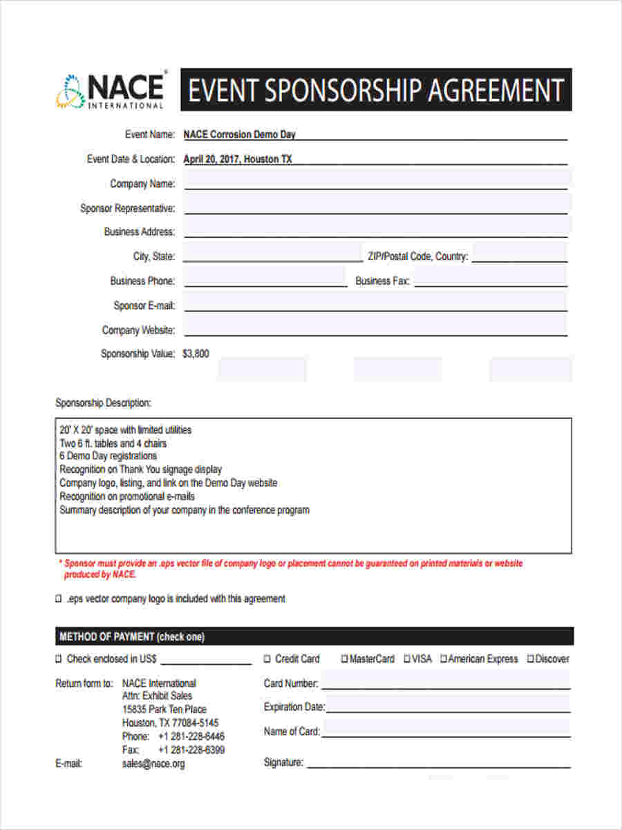 FREE 21+ Sample Event Sponsorship Forms in MS Word  PDF With Regard To event sponsorship agreement template