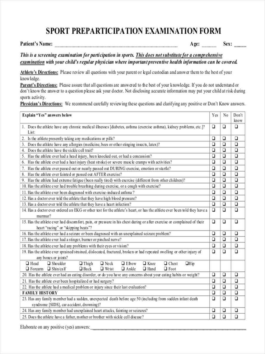 FREE 6+ Physical Examination Forms in PDF