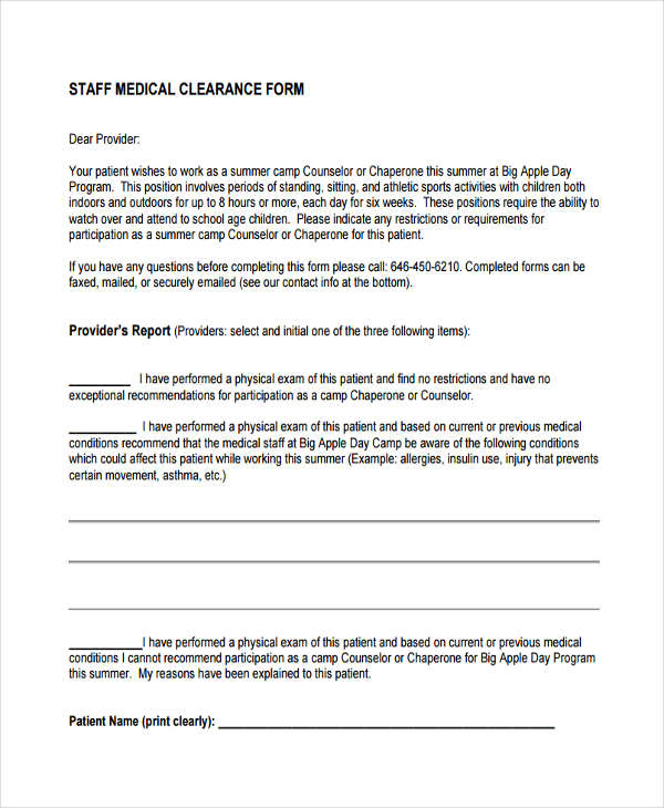 Free 10 Sample Staff Clearance Forms In Ms Word Pdf 6109