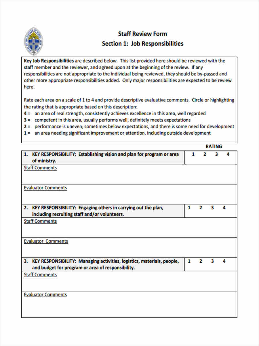 staff performance review form