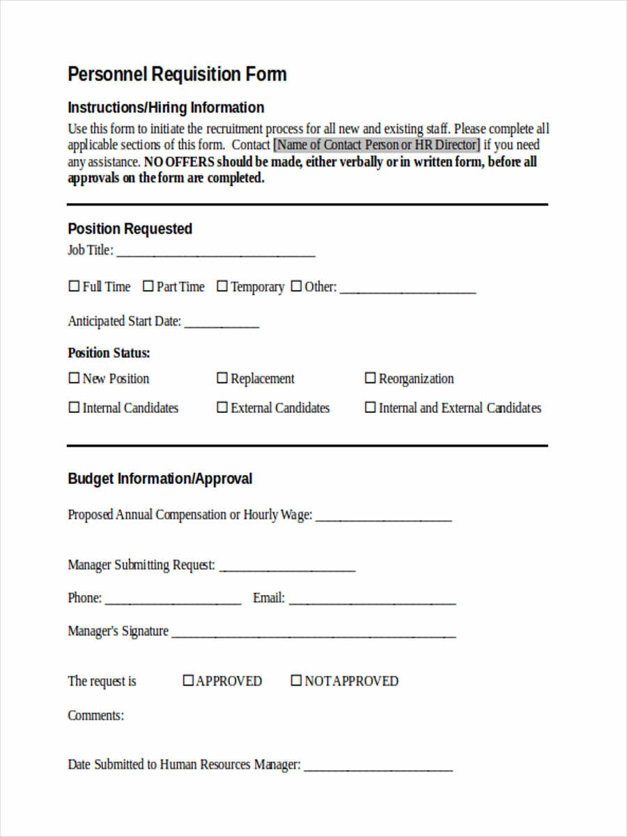 staff personnel form