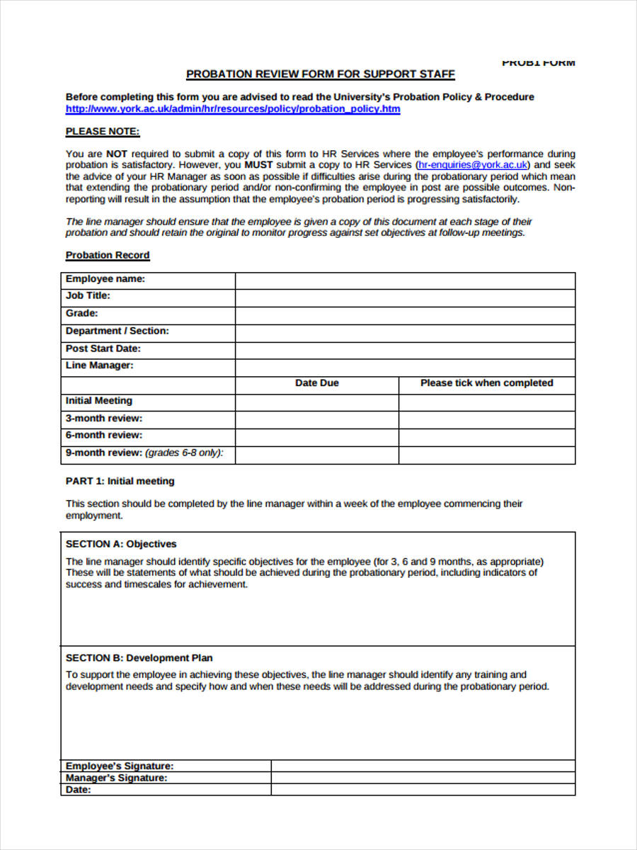FREE 23+ Probation Review Forms in MS Word  PDF Inside Probation Meeting Template