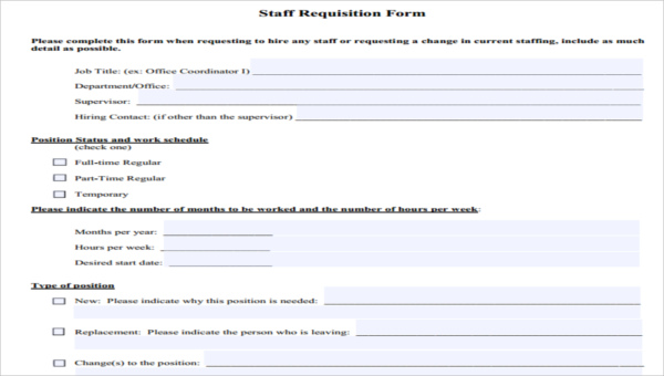 staff requisition form samples free sample example format download