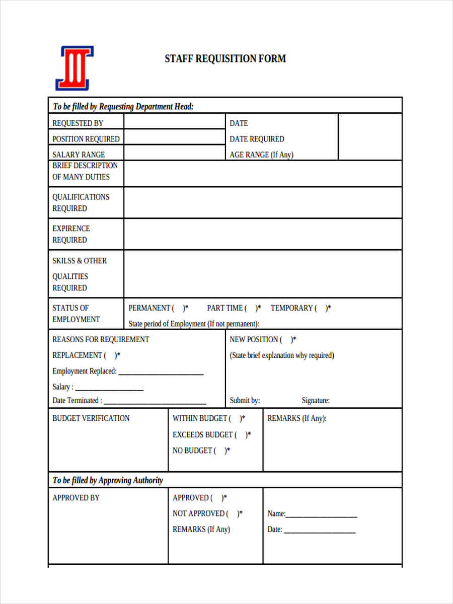 Employee Requisition Form Sample Peterainsworth